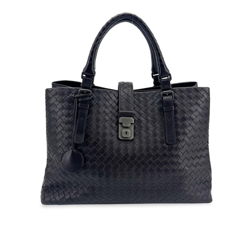 Bottega Veneta Intrecciato Roma Small Tote Bag Black